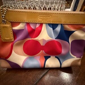 Coach Y2K Multicolor Signature Clutch with Yellow Trim